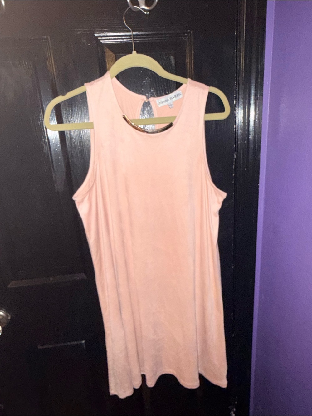 Almost Famous Peach-Pink Mini Dress with Gold Bar